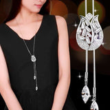 Luxury White Pearl Necklace Long Chain Women Engagement Jewelry