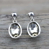 Vintage Silver Gemstone Earrings Jewelry Round Crystal Charms For Women Female