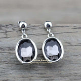 Vintage Silver Gemstone Earrings Jewelry Round Crystal Charms For Women Female