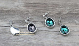 Vintage Silver Gemstone Earrings Jewelry Round Crystal Charms For Women Female