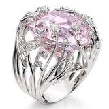 Gorgeous Vintage Oval Pink Red Gemstone Ring Women's Wedding Engagement Jewelry