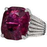 Gorgeous Vintage Oval Pink Red Gemstone Ring Women's Wedding Engagement Jewelry