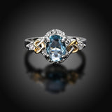 Oval Sky Blue Gemstone Ring For Women 925 Sterling Silver Jewelry