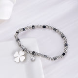 Unique Rhinestone Silver Bracelet Minimalism Clover For Women Jewelry
