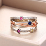 Cross Zircon Ring Jewelry White/Yellow Blue/Rose Red Women Jewelry