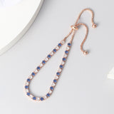 Simple Blue Round Zircon Bracelet For Women Rose Gold Jewerly