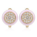 Pink Ceramic Gold Stud Earrings For Women Jewelry