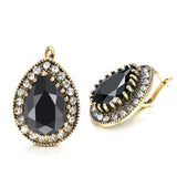 Vintage Black Stone Jewelry Sets Earrings Necklace For Women Jewelry