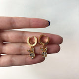 Trendy Rhinestone Rabbit Dangle Stainless Steel Ear Buckle Women Jewelry