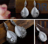 Vintage Opal Pendant Necklaces Drop Earrings Women Jewelry Sets