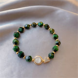 Vintage Green Gemstone Bracelet For Women Jewelry