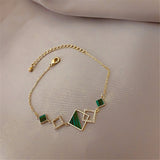 Vintage Green Gemstone Bracelet For Women Jewelry