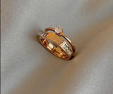 Vintage Titanium Steel Rose Gold Double Letter Ring For Woman Jewelry