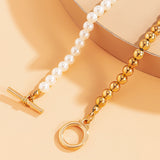 Natural Pearl Baroque Pendant Necklace 14K Gold Link Chain Women Jewelry