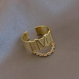 Vintage Titanium Steel Rose Gold Double Letter Ring For Woman Jewelry
