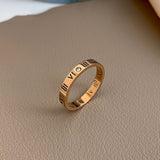 Vintage Titanium Steel Rose Gold Double Letter Ring For Woman Jewelry