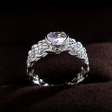 Unique White Sapphire Engagement Ring Women Fine Jewelry