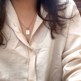 SQUARE NATURAL SHELL INITIAL LETTERS PENDANT CHAIN NECKLACE 18K GOLDEN JEWELRY