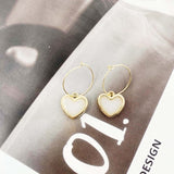Vintage Red Heart Hook Earrings for Women Gold Hanging Dangle Jewelry