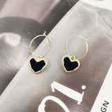 Vintage Red Heart Hook Earrings for Women Gold Hanging Dangle Jewelry