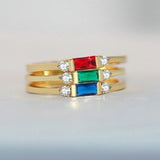 Green Emerald Gemstone Ring For Women 10K Yellow Gold Wedding Jewelry