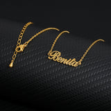 Personalized Name Necklace 18K Yellow Gold Women Men Jewelry