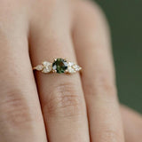 Emerald Zircon Engagement Gemstone Ring Women 925 Silver Jewelry