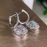 Square Sapphire Bridal Drop Earrings Engagement Jewelry Fine Gift