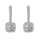 Square Sapphire Bridal Drop Earrings Engagement Jewelry Fine Gift