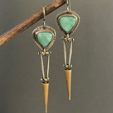 Vintage Silver Resin Gemstone Drop Earrings For Women Tribal Jewelry