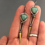 Vintage Silver Resin Gemstone Drop Earrings For Women Tribal Jewelry