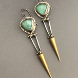 Vintage Silver Resin Gemstone Drop Earrings For Women Tribal Jewelry