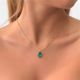 Vintage Drop Water Pendant Necklace Gold For Women Chain Jewelry
