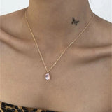 Vintage Drop Water Pendant Necklace Gold For Women Chain Jewelry