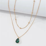Vintage Drop Water Pendant Necklace Gold For Women Chain Jewelry