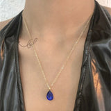 Vintage Drop Water Pendant Necklace Gold For Women Chain Jewelry