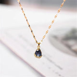 Vintage Drop Water Pendant Necklace Gold For Women Chain Jewelry