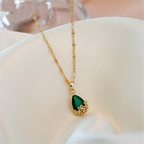 Vintage Drop Water Pendant Necklace Gold For Women Chain Jewelry