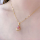 Vintage Drop Water Pendant Necklace Gold For Women Chain Jewelry