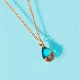 Vintage Drop Water Pendant Necklace Gold For Women Chain Jewelry