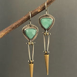 Vintage Silver Resin Gemstone Drop Earrings For Women Tribal Jewelry