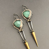 Vintage Silver Resin Gemstone Drop Earrings For Women Tribal Jewelry