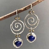 Vintage Silver Resin Gemstone Drop Earrings For Women Tribal Jewelry
