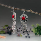 Vintage Silver Resin Gemstone Drop Earrings For Women Tribal Jewelry