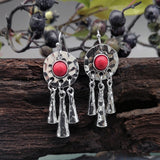 Vintage Silver Resin Gemstone Drop Earrings For Women Tribal Jewelry