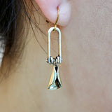 Vintage Silver Resin Gemstone Drop Earrings For Women Tribal Jewelry