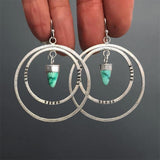 Vintage Silver Resin Gemstone Drop Earrings For Women Tribal Jewelry