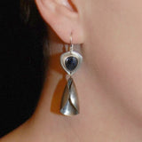 Vintage Silver Resin Gemstone Drop Earrings For Women Tribal Jewelry