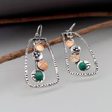 Vintage Silver Resin Gemstone Drop Earrings For Women Tribal Jewelry