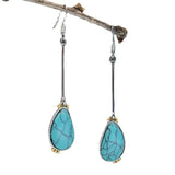 Vintage Silver Resin Gemstone Drop Earrings For Women Tribal Jewelry